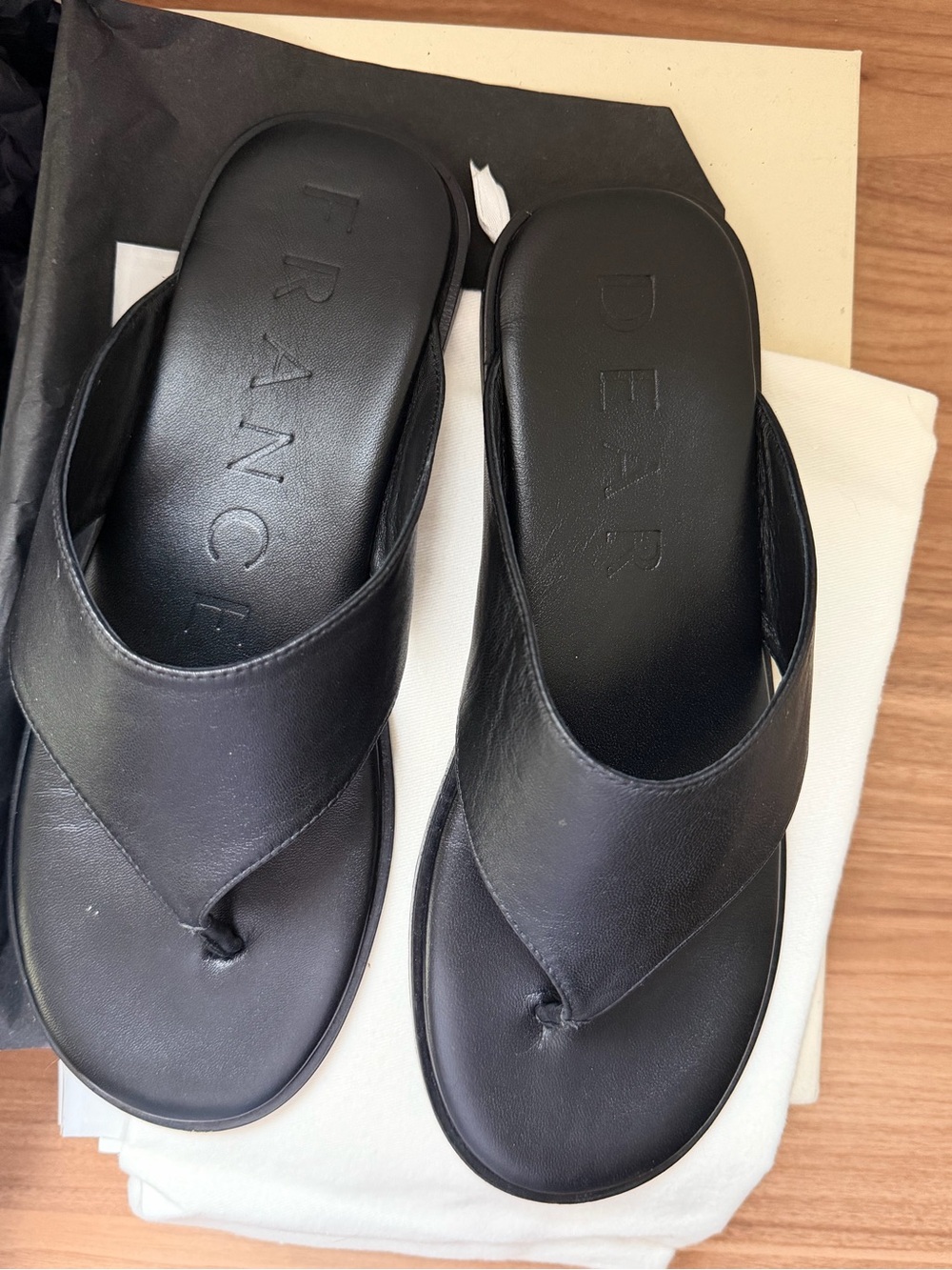 Dear Frances Billy Leather Sandals Black EU 38 Minimalist Italy - Picture 4 of 6